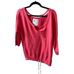 Y2K American Eagle Outfitters Coral Pullover Workout Sweatshirt Drawstring Waist